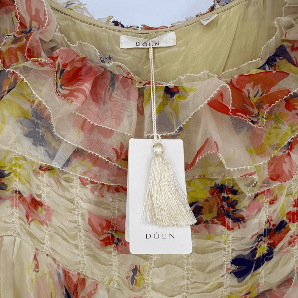 Doen Ernestine Dress RARE Sweet Gardenia Silk Organza Maxi SZ L Fairy Coquette - Picture 16 of 16